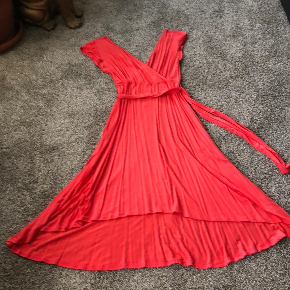 Hot Coral Soft Hi-Lo  Benny Dress by Market & Spruce, sold by StitchFix Sz Med